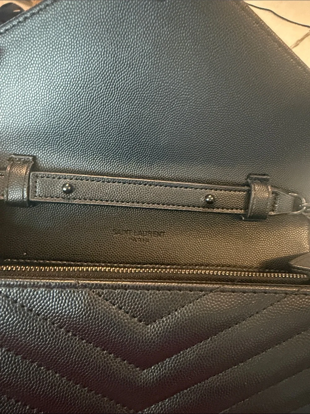 Saint Laurent Black Quilted Leather Clutch Wallet with YSL Logo